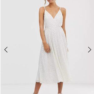 Eva Embellished Cami Midi Wedding dress